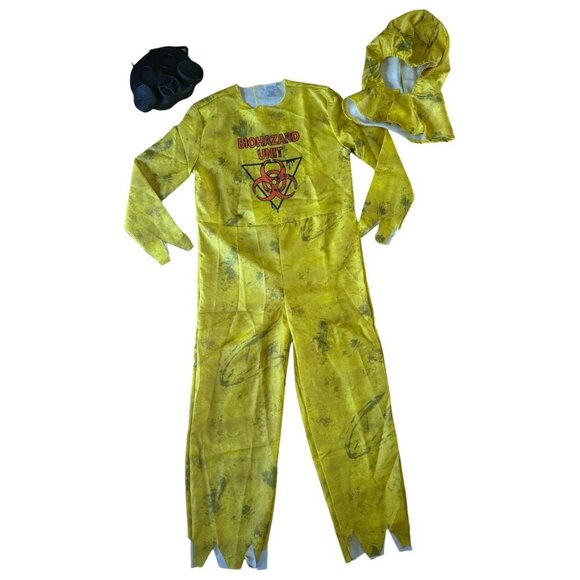 Spirit Other - Spirit Halloween Biohazard Unit Costume Hazmat Jumpsuit Yellow Hood Child Size L